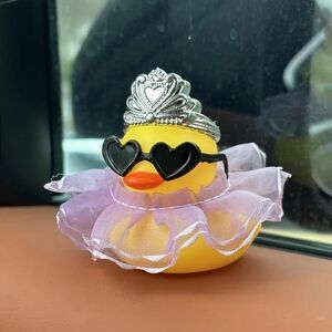 Cute Duck Design Dashboard Ornament with Glasses & Tiara and Purple Skirt